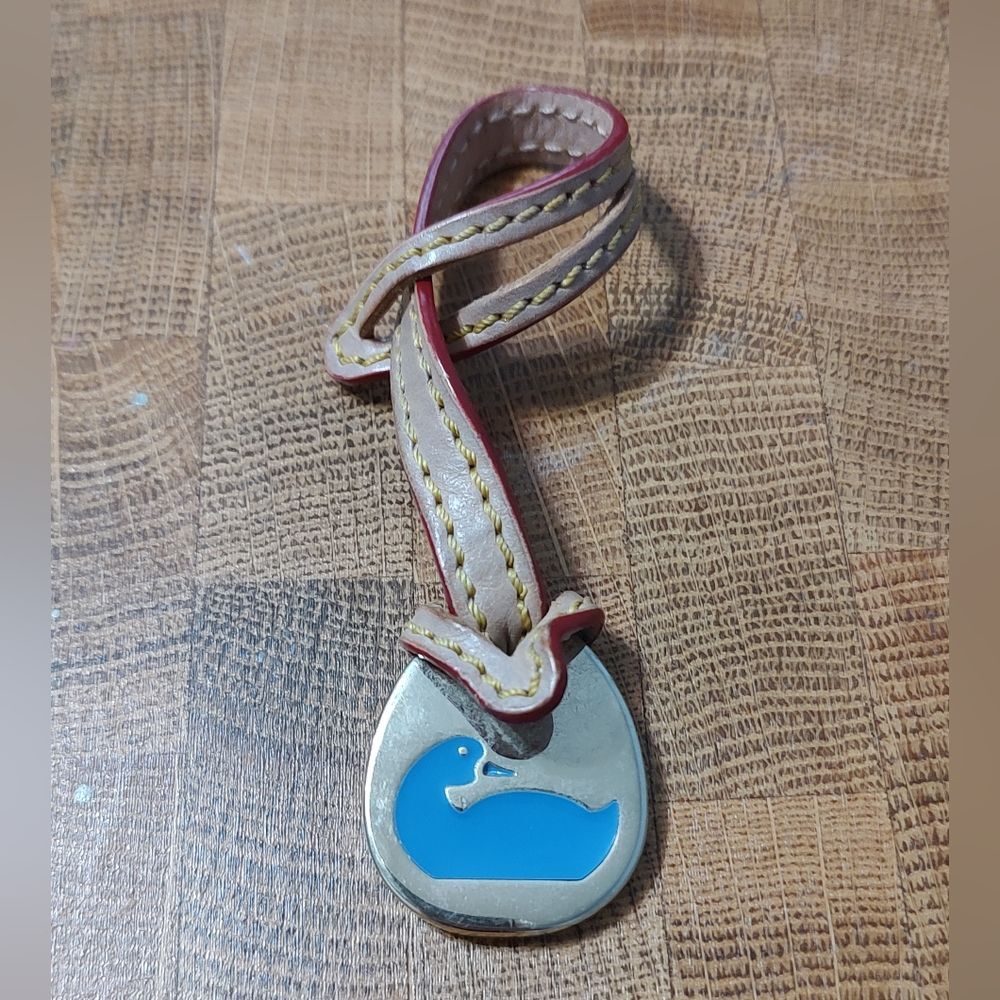 Dooney & Bourke blue duck key tag fob purse charm leather EUC